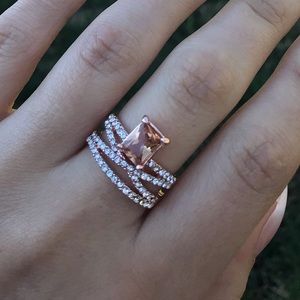 New Rose Gold Color Bijoux Champagne CZ Stone ring